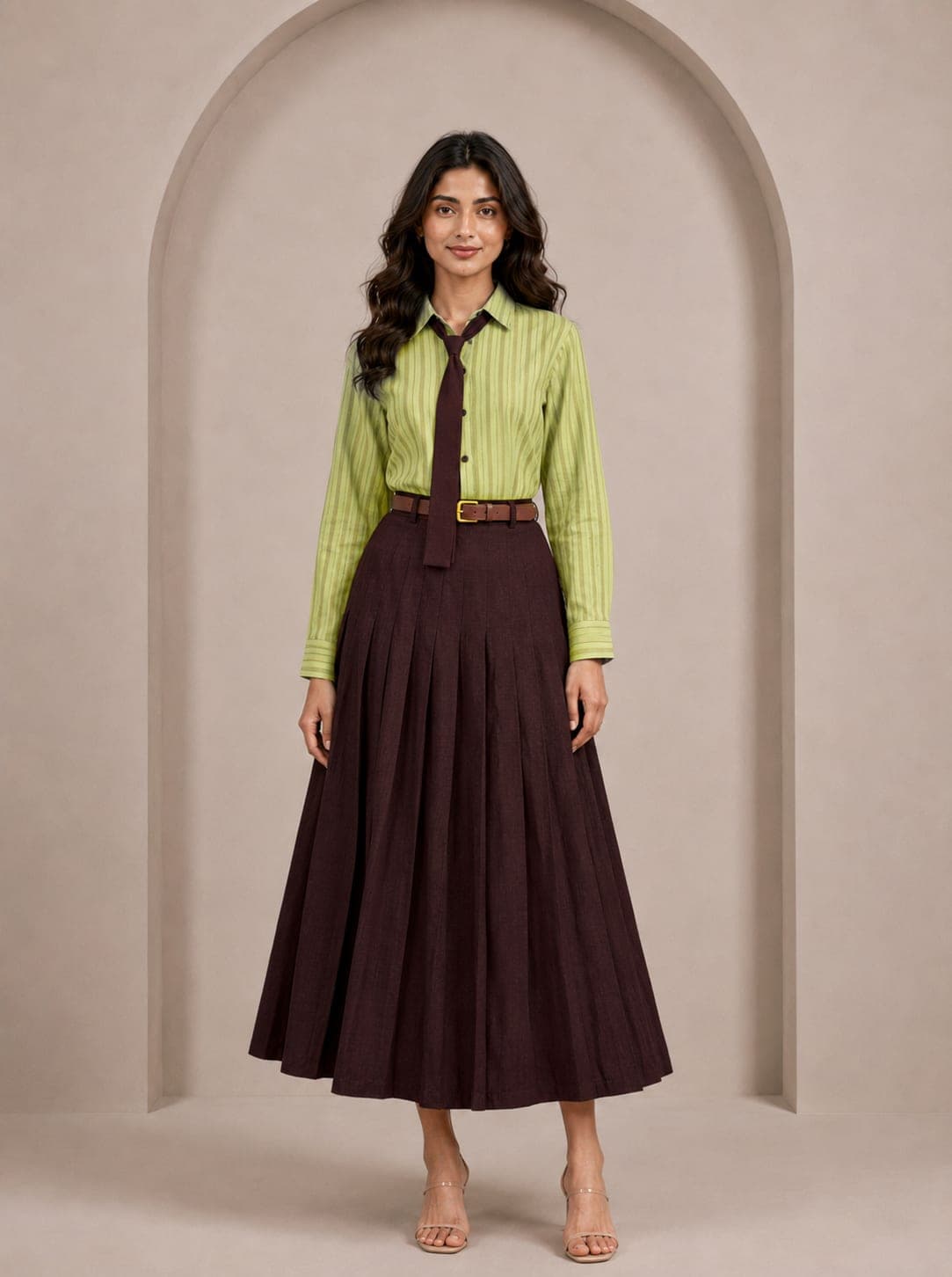 Lime & Wine Shirt-Skirt Set