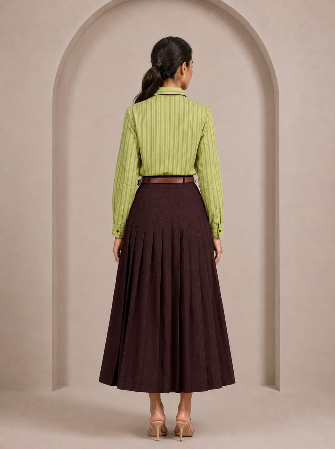 Lime & Wine Shirt-Skirt Set