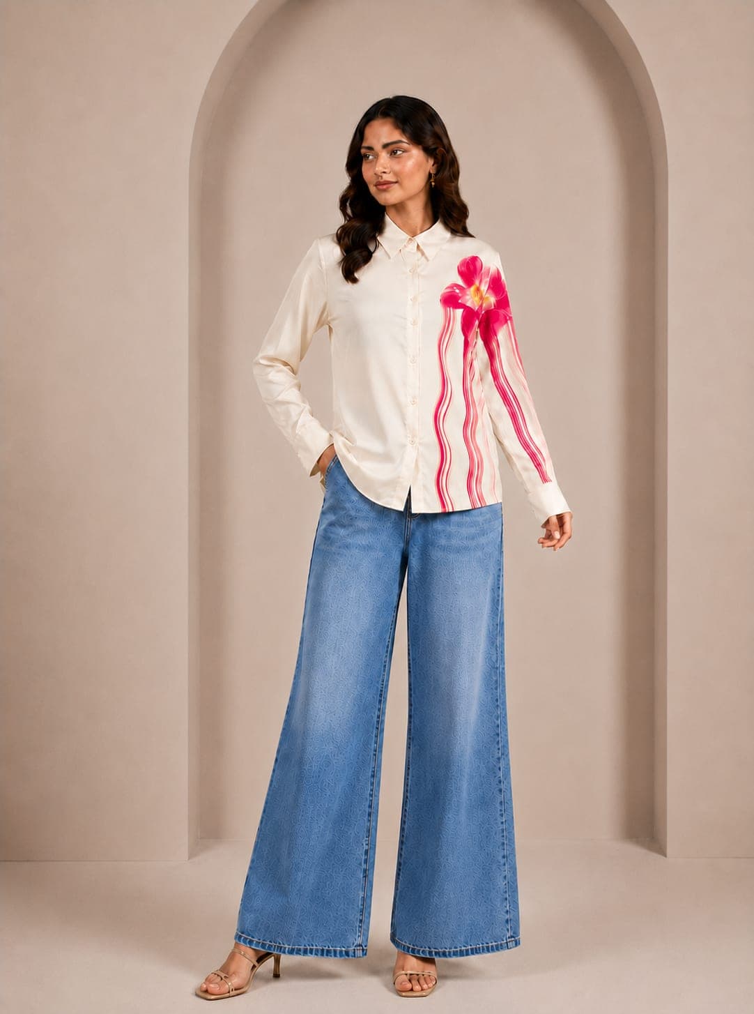 Ivory Lily Satin Shirt