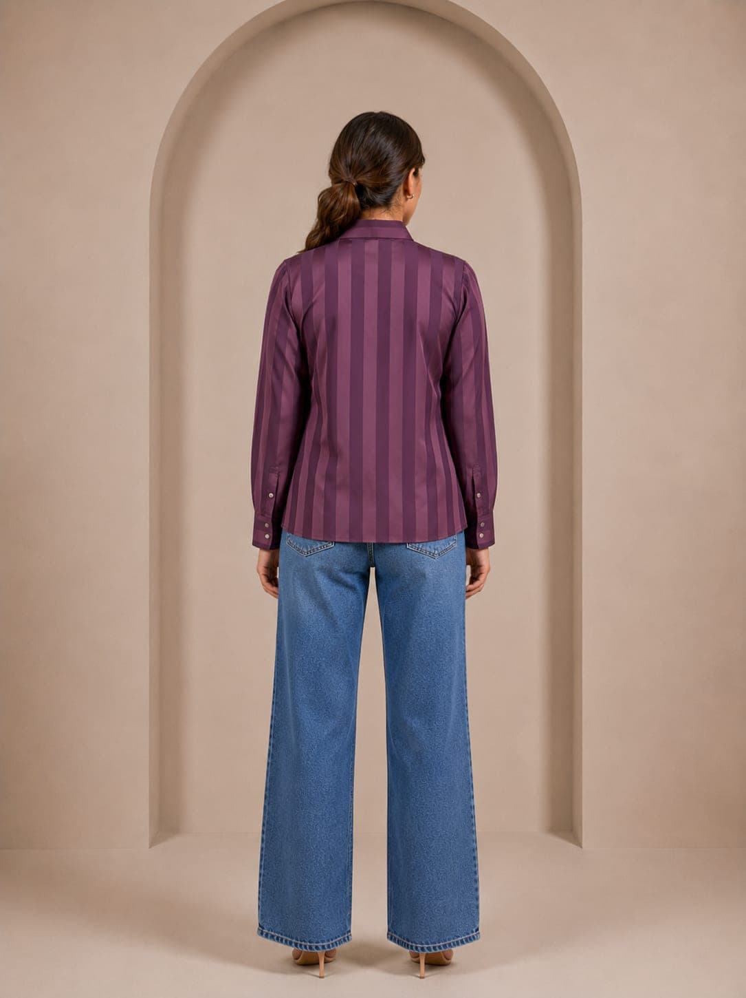 Plum Satin Stripe Shirt