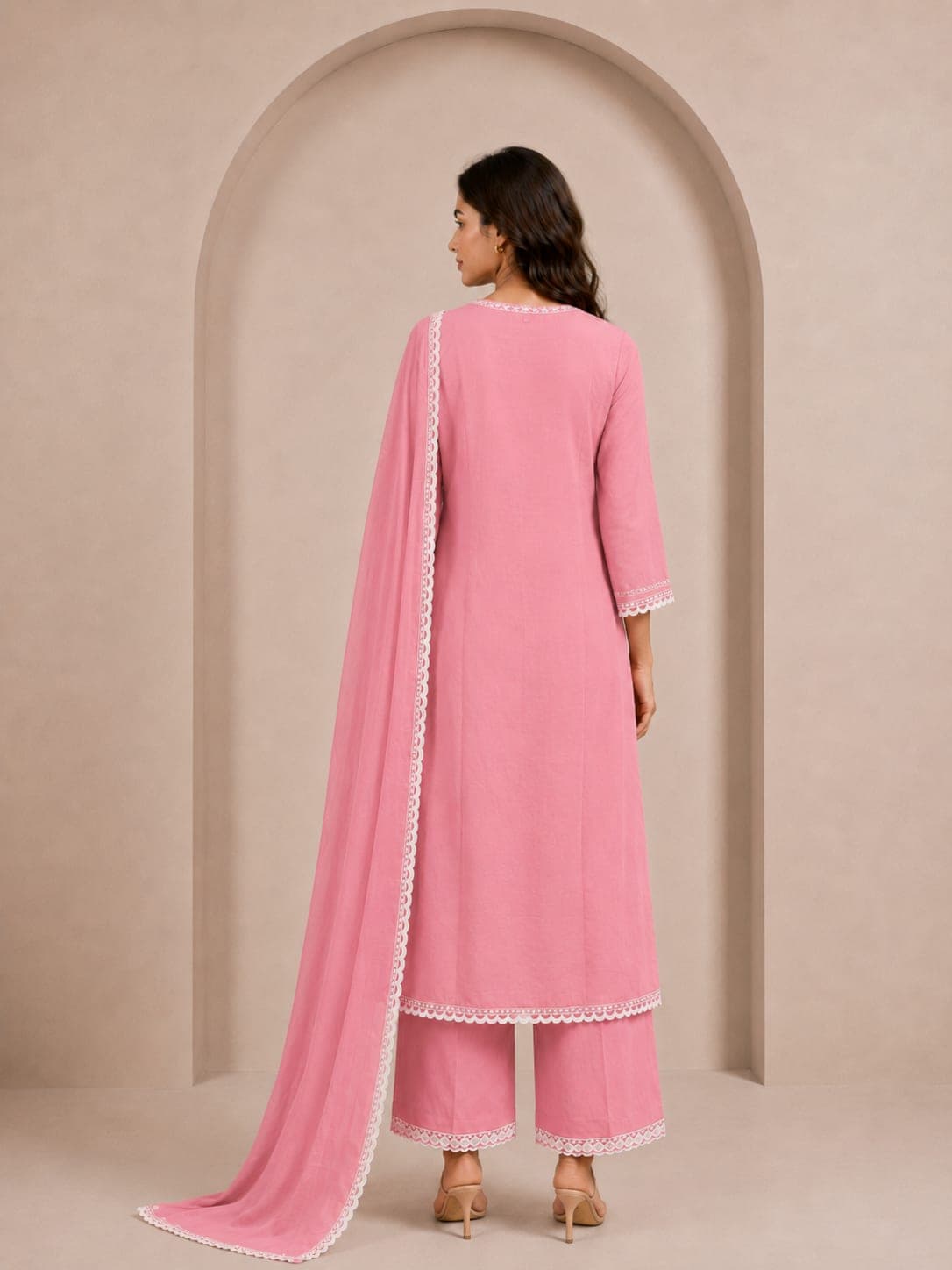 Rose Pink Chikankari Suit Set