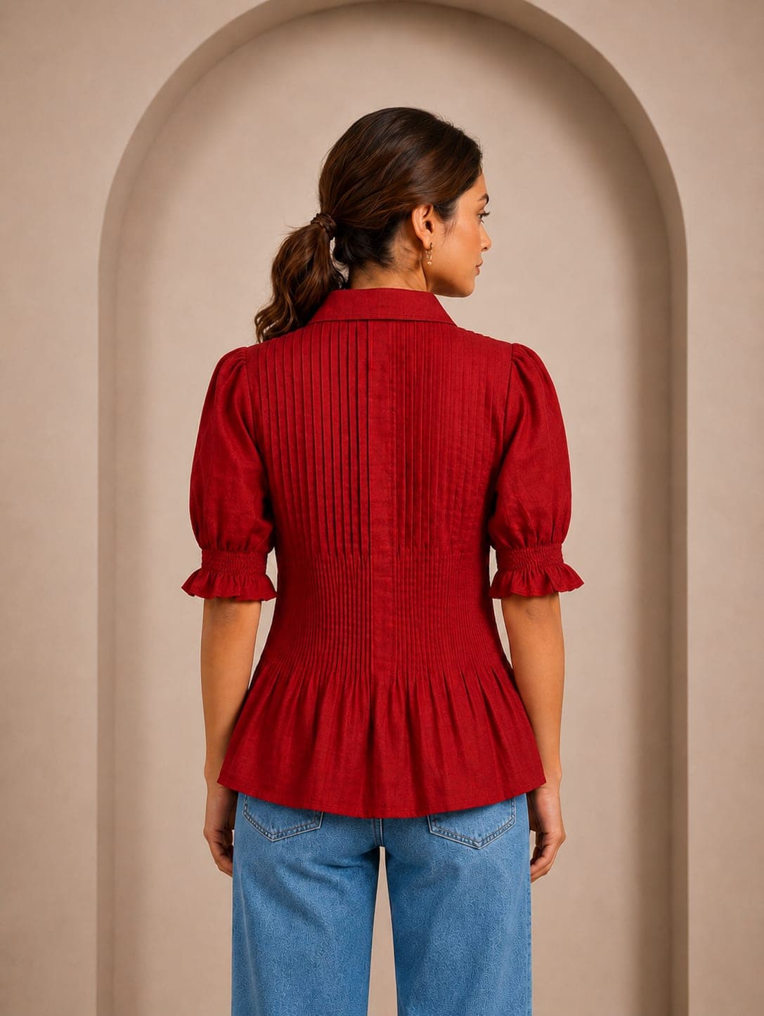 Scarlet Pintuck Peplum Top