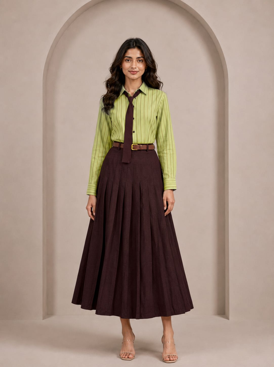 ROSE CHARM SKIRT CO-ORD SET WITH BELT