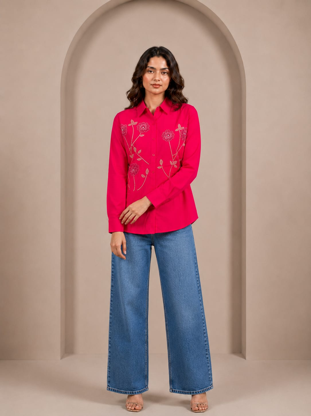 3D FLOWER BEADED SHIRT